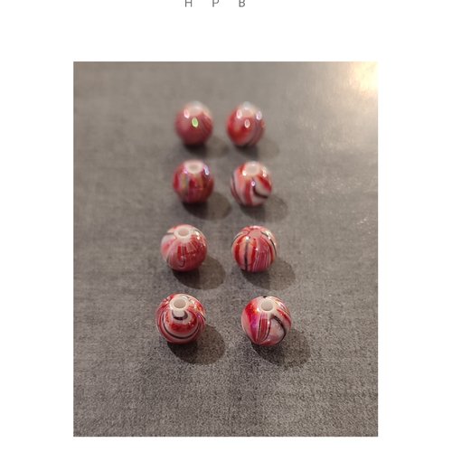 Lot de 8 perles rondes  8 mm acryliques