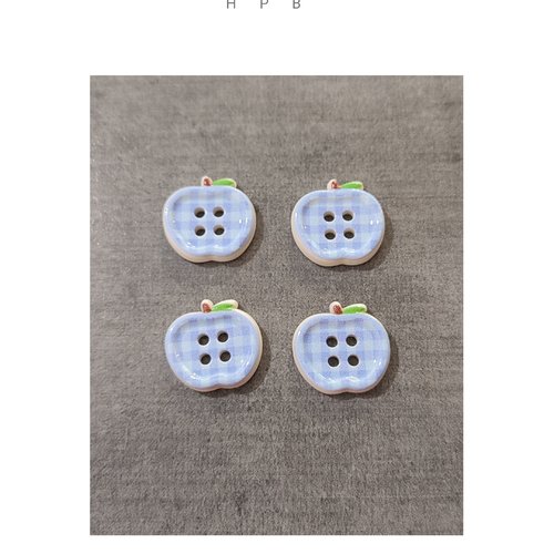Lot de 4 boutons acryliques pommes
