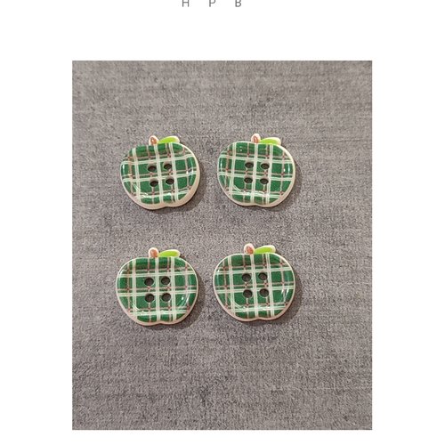 Lot de 4 boutons acryliques pommes