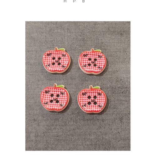 Lot de 4 boutons acryliques pommes