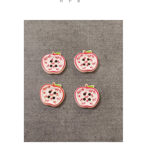 Lot de 4 boutons acryliques pommes