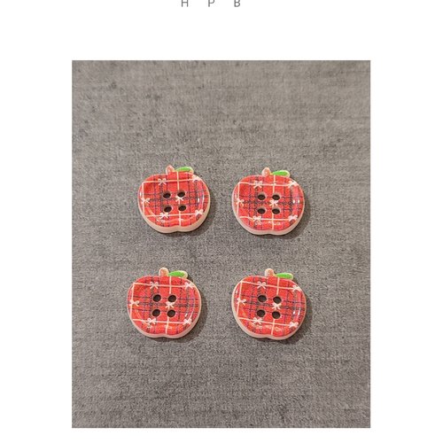 Lot de 4 boutons acryliques pommes