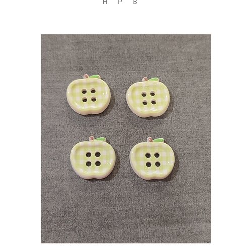 Lot de 4 boutons acryliques pommes