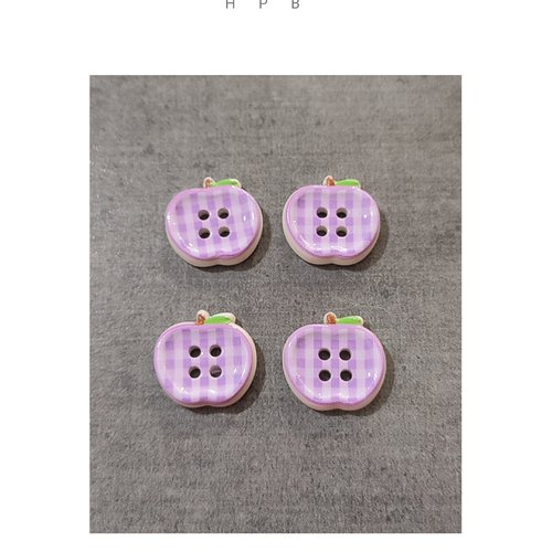 Lot de 4 boutons acryliques pommes