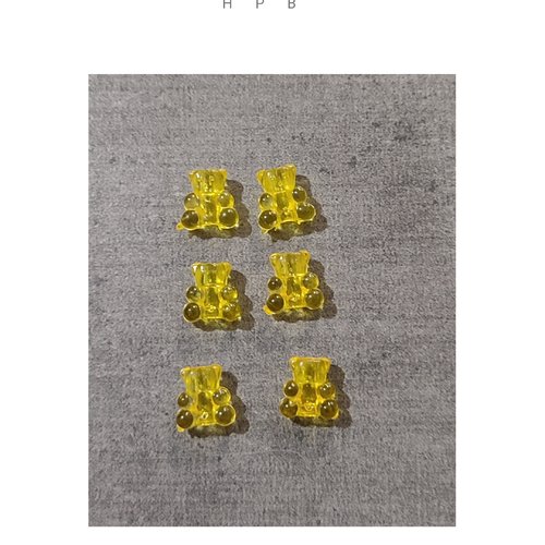 Lot de 6 petites perles acryliques oursons