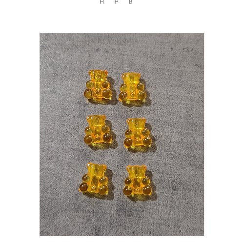 Lot de 6 petites perles acryliques oursons