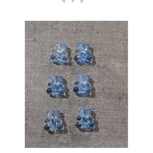 Lot de 6 petites perles acryliques oursons