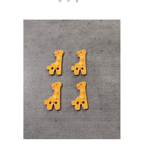 Lot de 4 boutons en boisen forme de girafe