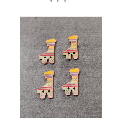 Lot de 4 boutons en boisen forme de girafe