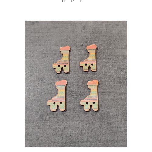 Lot de 4 boutons en boisen forme de girafe
