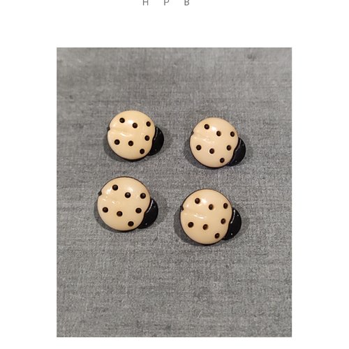 Lot de 4 boutons à anneaux en forme de coccinelle