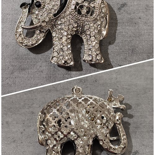Grand pendentif éléphant tout en strass