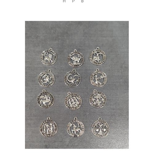Assortiment de 12 breloques signes du zodiaque