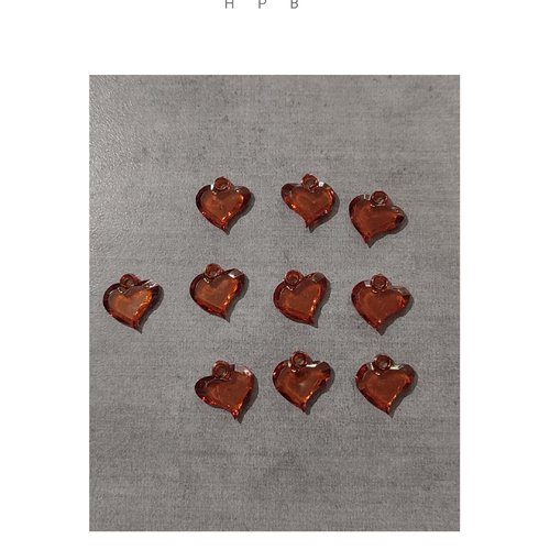 Lot de 10 breloques acryliques coeur