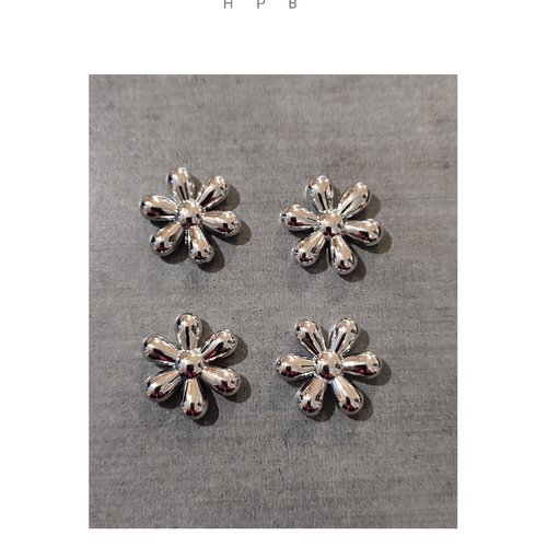 Lot de 4 perles acryliques en forme de fleur