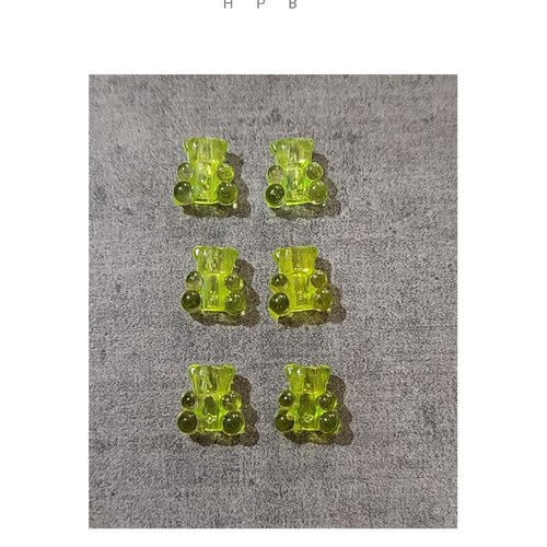 Lot de 6 petites perles acryliques oursons