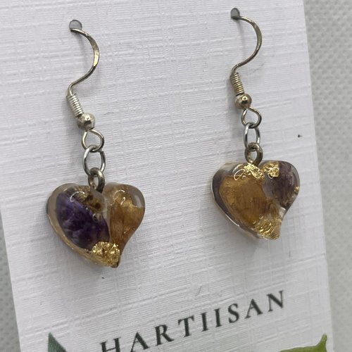 Jolies boucles d'oreilles cœurs et fleurs