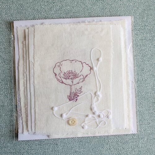 9 en lin tamponnée de fleurs anciennes à broder, patchwork