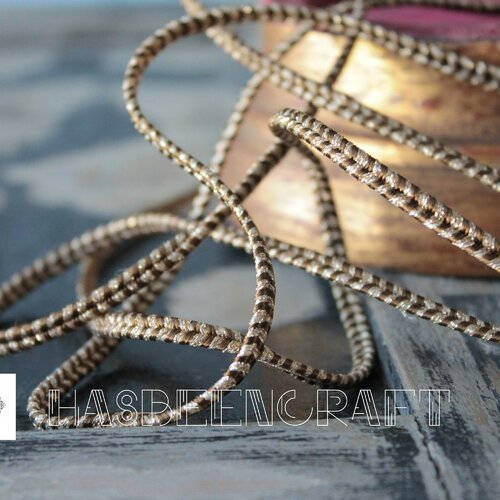 Galon soutache dorée en fil dit fil d'or de passementerie de largeur de 5mm pour abat jour et artisanat,  2236