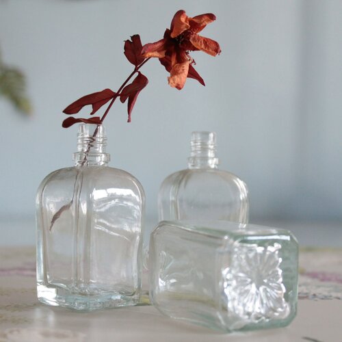 Petite bouteille ancienne française de parfum de grasse en verre pour décor de table, 2458