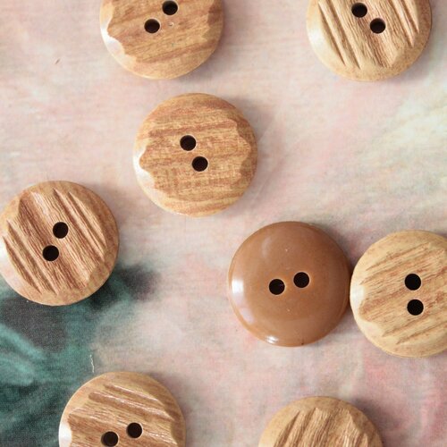 8 boutons en imitation bois vintage de 2 cm, 1131