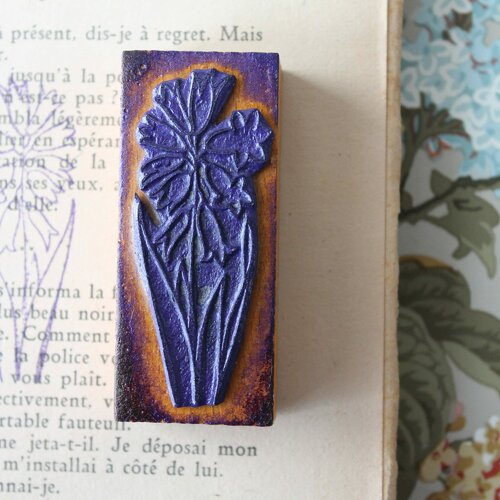 Tampon ancien français primevère officinale fleur des champs pour scrapbooking, arts textiles, broderie, 3689