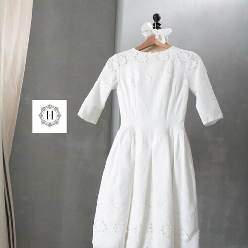 Robe vintage blanche de cérémonie, rob191681