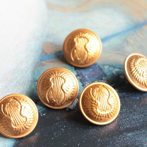 5 boutons anciens militaires français, g.d.paris, boutons à queue dorés, 2.1 cm, 21 m, 1379