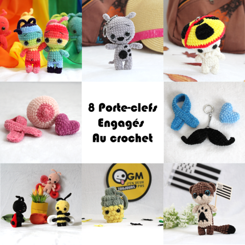 8 porte-clefs engagés : patrons d'amigurumi au crochet (tutoriels détaillés)