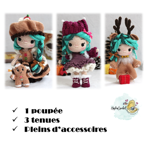 Patron tutoriel de la poupée "stella se déguise pour le nouvel an" 3 en 1