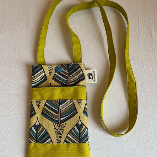 Etui sac pochette sacoche à bandoulière,  antibes, en tissu pour téléphone portable i phone 11 x 18 cm
