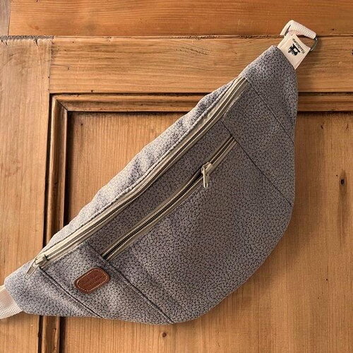 Sac banane 2 poches, deauville , adulte femme , en similicuir fantaisie gris taupe , taille l , pièce unique
