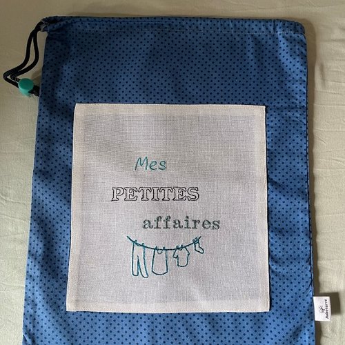 Pochon en coton brodé "mes petites affaires"