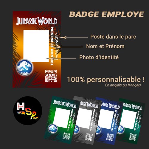 Badge employé personnalisable jurassic world
