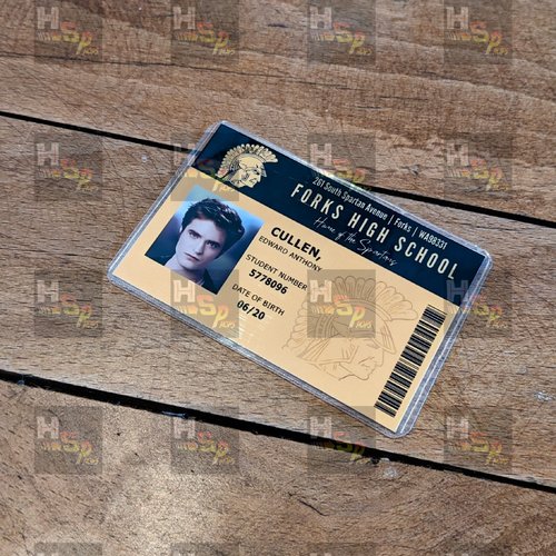 Carte de lycéen de forks – edward cullen | réplique inspirée de twilight | personnalisable