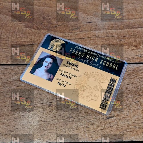 Carte de lycéen de forks – bella swan | réplique inspirée de twilight | personnalisable