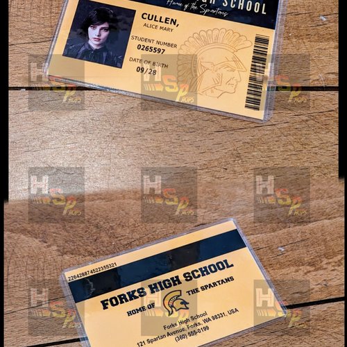 Carte de lycéen de forks – alice cullen | réplique inspirée de twilight | personnalisable
