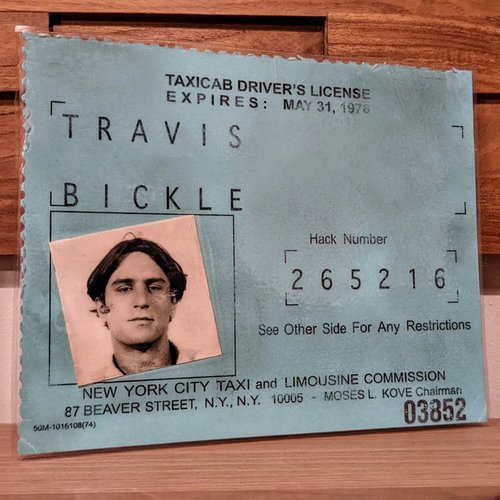 Licence taxi driver travis bickle