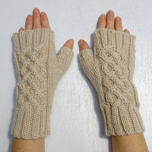 Mitaines beiges en laine et alpaga