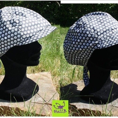 Casquette et gavroche été pâquerettes grises 