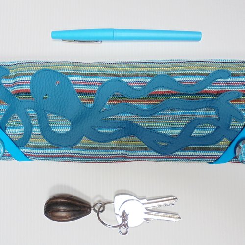Larfeuille pieuvre bleue, large portefeuille