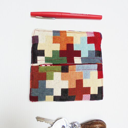 Carfeuille croix multicolores, portefeuille carré