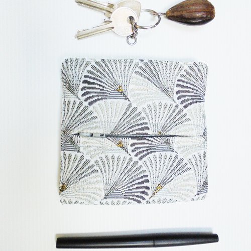 Carfeuille éventails gris clair, portefeuille carré