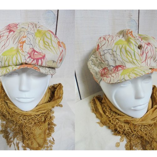 Casquette plate et gavroche "octopus" en toile coton