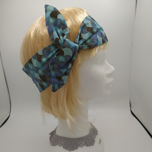 Bandeau cheveux à armature vagues bleues