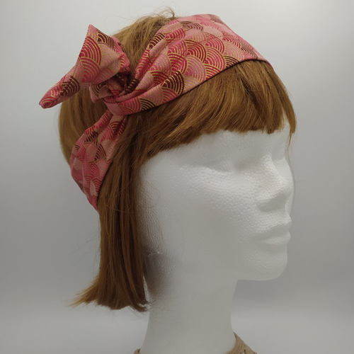 Bandeau cheveux à armature vagues saumon