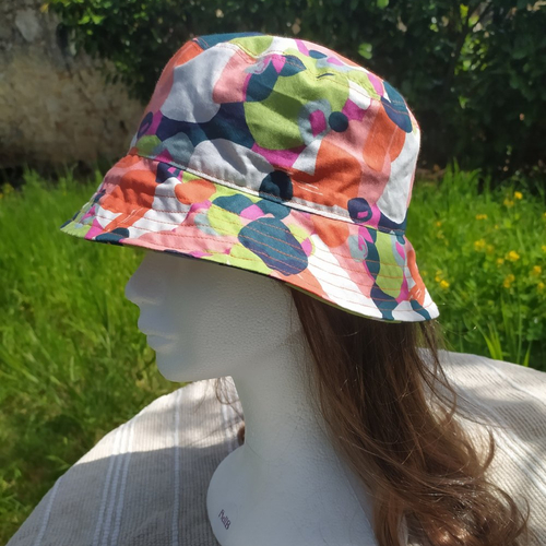 Chapeau bob méli mélo vert et orange