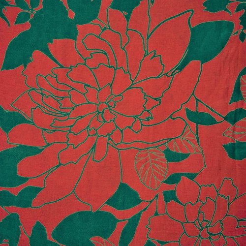 Tissu indien à la coupe coton inde imprimé main block print coton fleurs rose magenta vert émeraude
