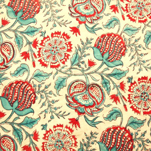 Tissu De Couture Coton Imprimé Motif Couronne Jaipuri - Largeur 1,1 M, Longueur 10 M - Pour Vêtements, Décoration, Artisanat