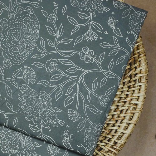 Coupon tissu indien 65 x 110 cm coton inde imprimé à la main block print jaune rose bleu